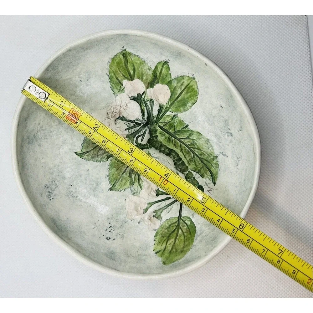 SALTMARSH Pottery Dartmouth, MA Apple Blossom Hanging Bowl Green Wall Decor